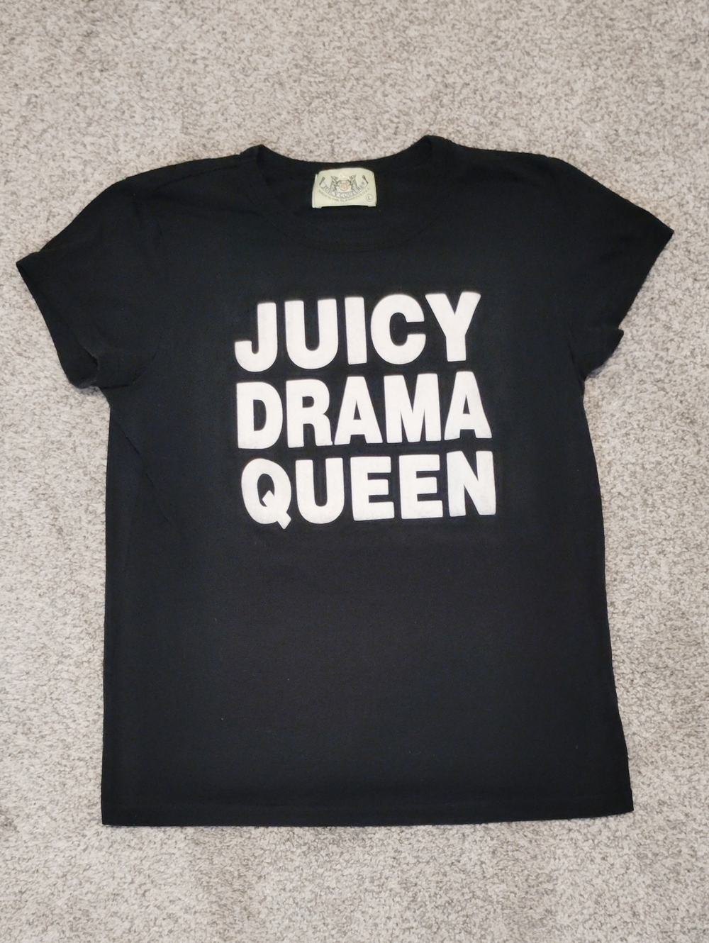 Juicy Couture Black Tee with White 'JUICY DRAMA QUEEN' Graphic